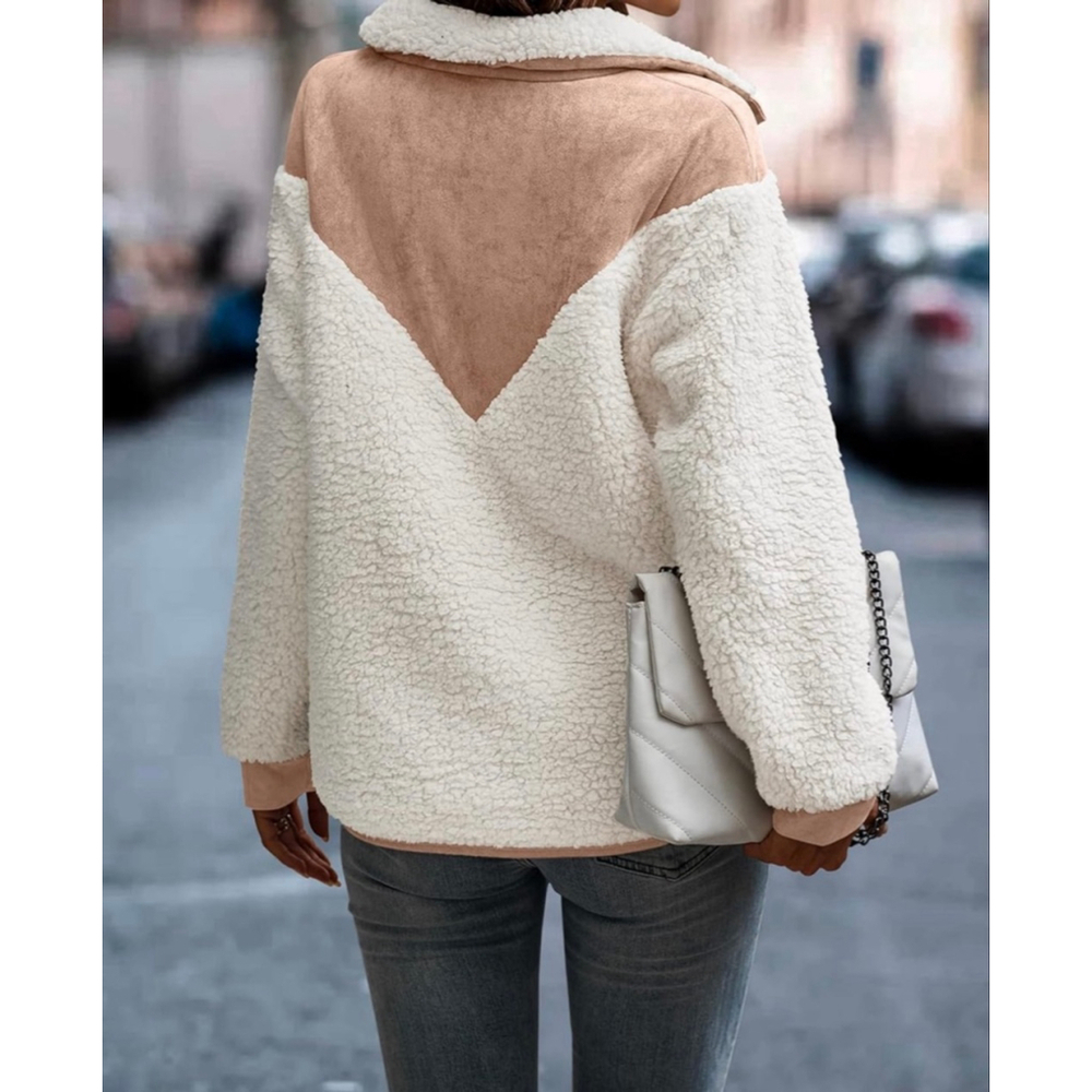 Women's KIRUNDO Beige Cream Sherpa Fleece Pullover Sweater M - Picture 3 of 9